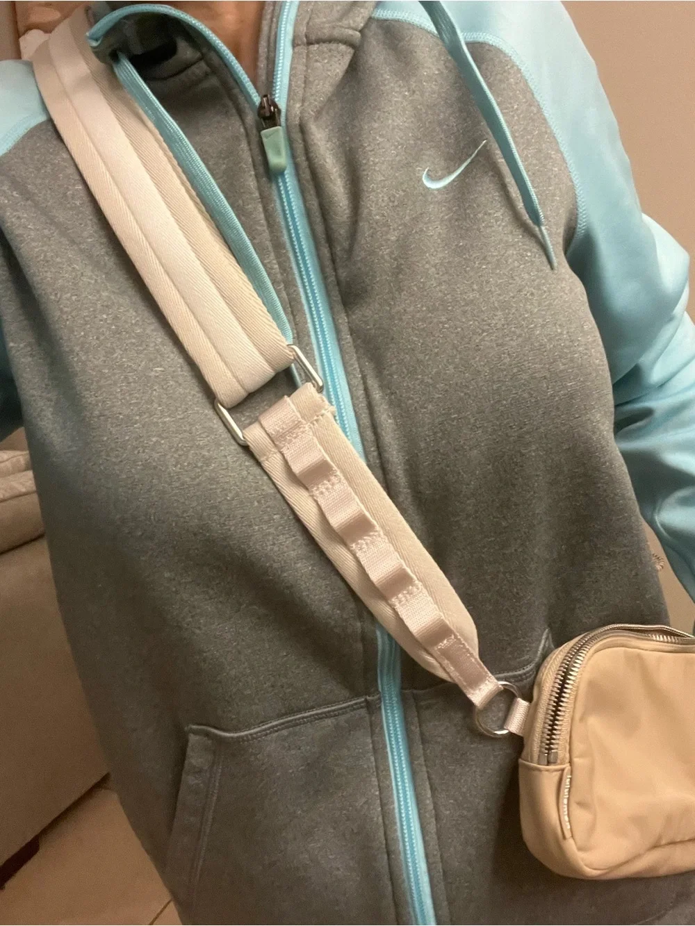 Lululemon Everywhere Crossbody Bag Taupe Beige Silver Hardware